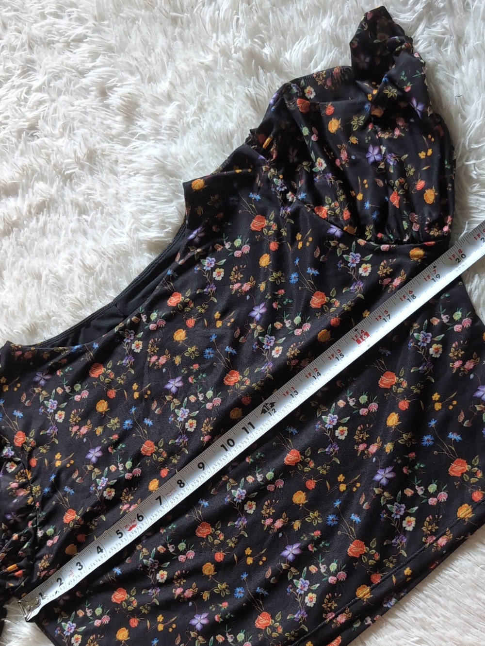 Blackmilk Wild Fields Puff Sleeve Black Floral Mesh Fairycore Crop Top XXL - Picture 11 of 12